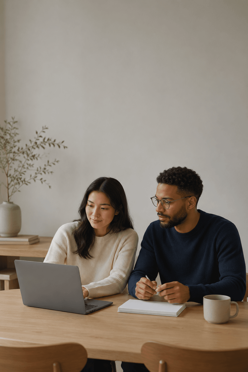 Two colleagues working together at a desk
