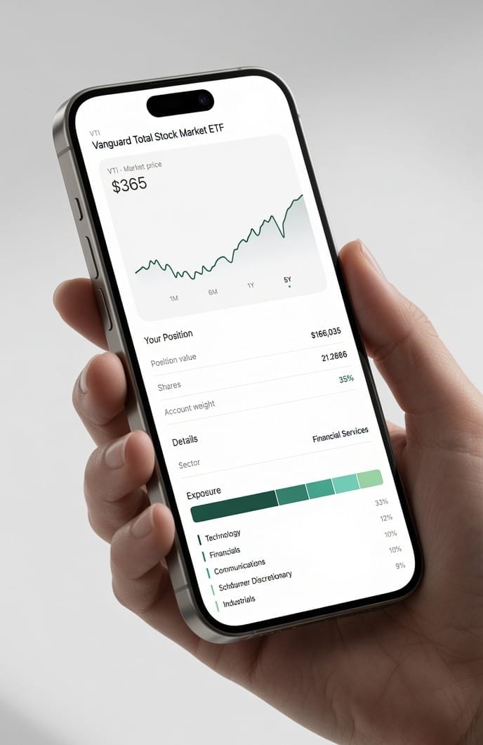 alooola app held in hand, portfolio dashboard