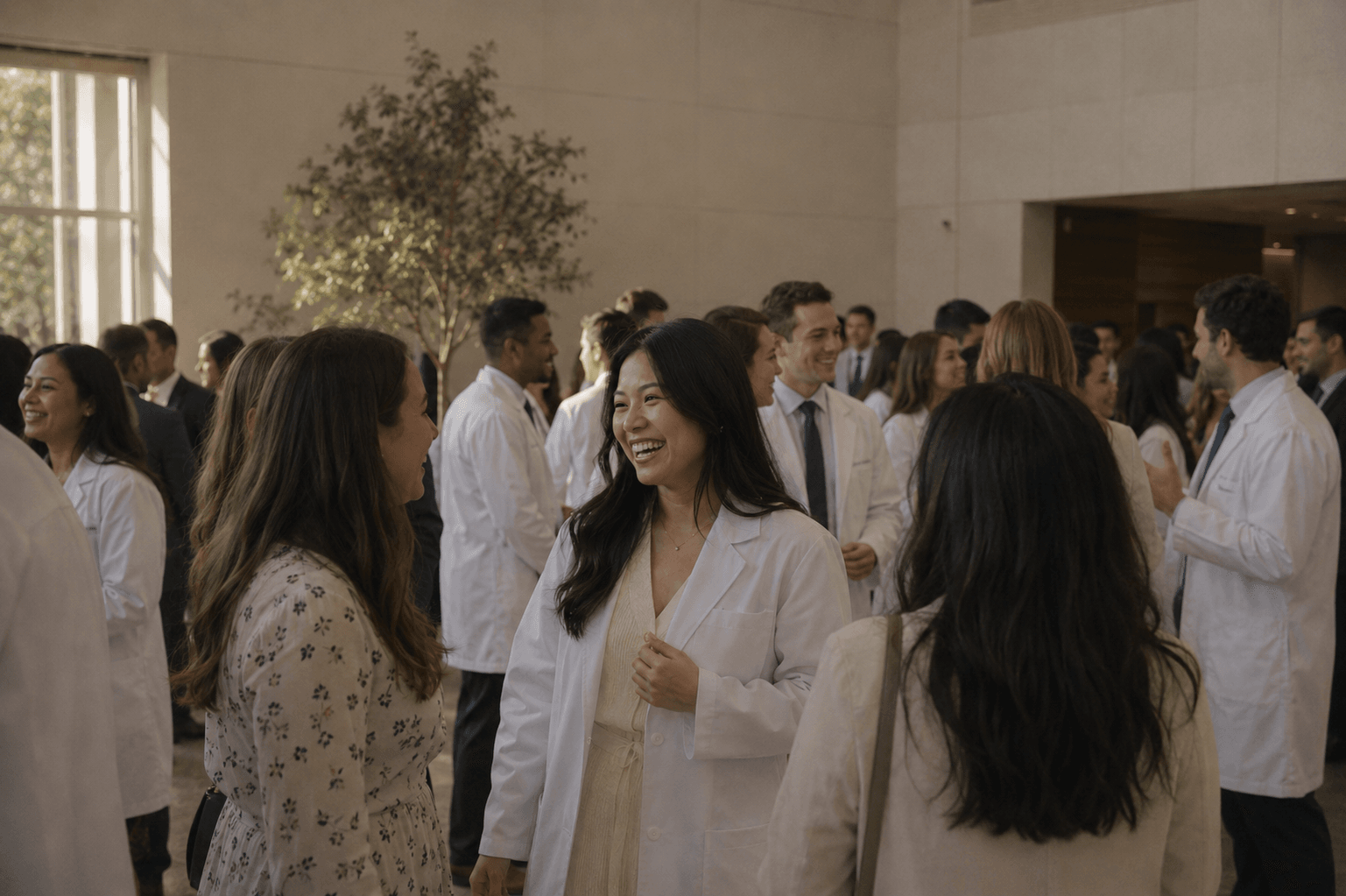 New attending physicians at a white-coat event